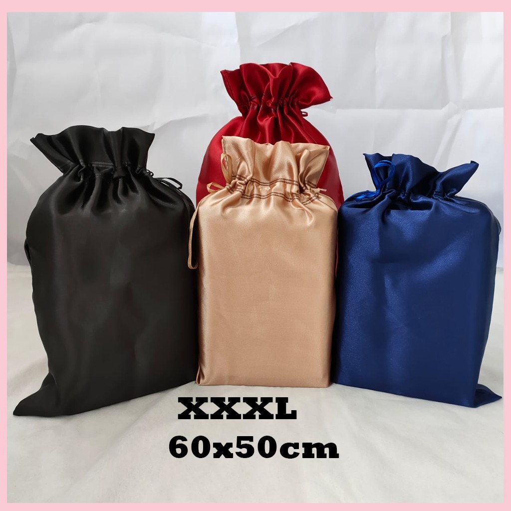 

SIZE XXXL [24 PCS] Kantong serut tas parcel satin silk premium bahan halus ga mudah sobek