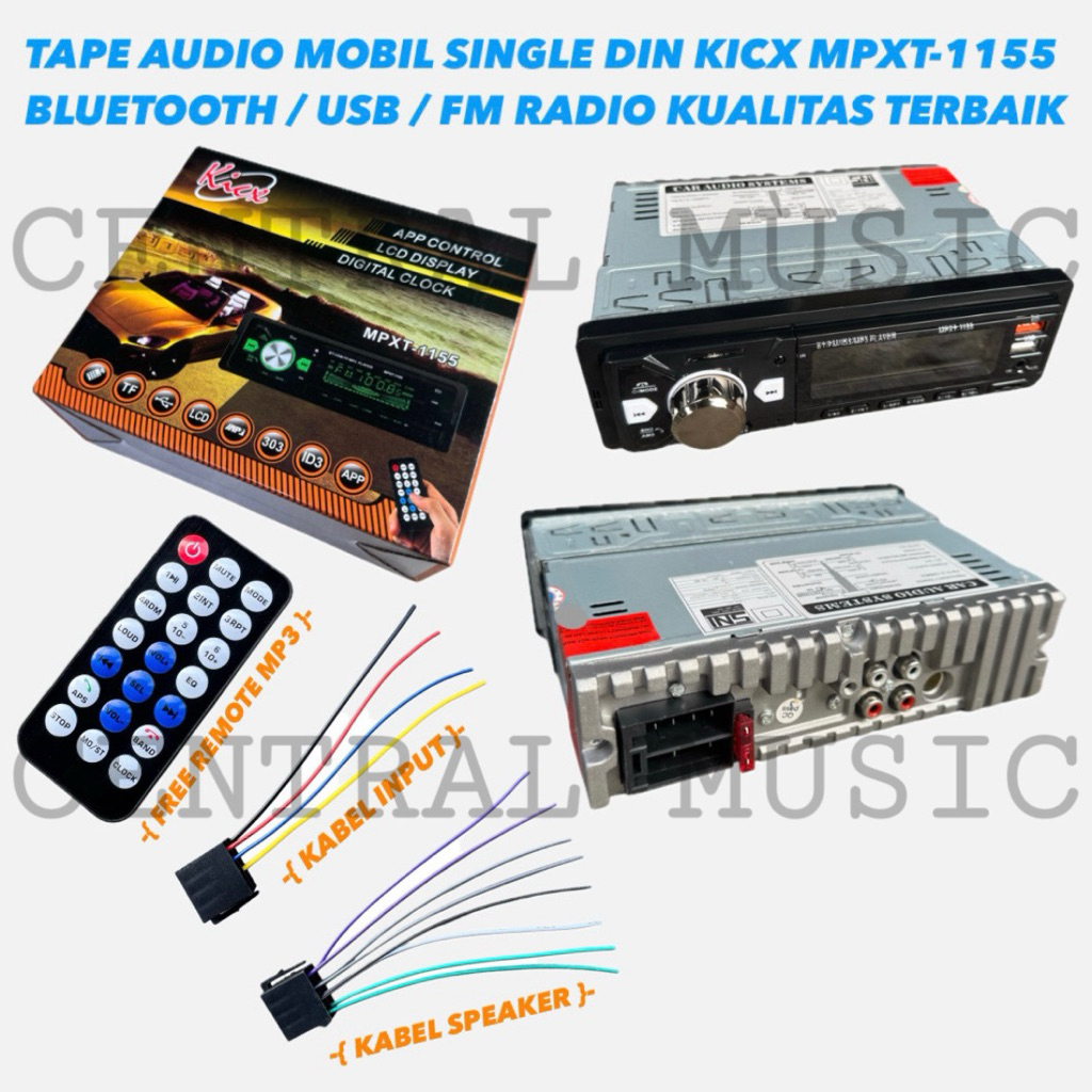 TAPE AUDIO MOBIL SINGLE DIN KICX MPXT-1155 BLUETOOTH / USB / FM RADIO KUALITAS TERBAIK