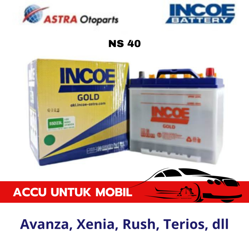 Aki Mobil Avanza Xenia Rush Terios DLL - Accu INCOE GOLD NS40 Aki Basah 12 V / 32 Ampere