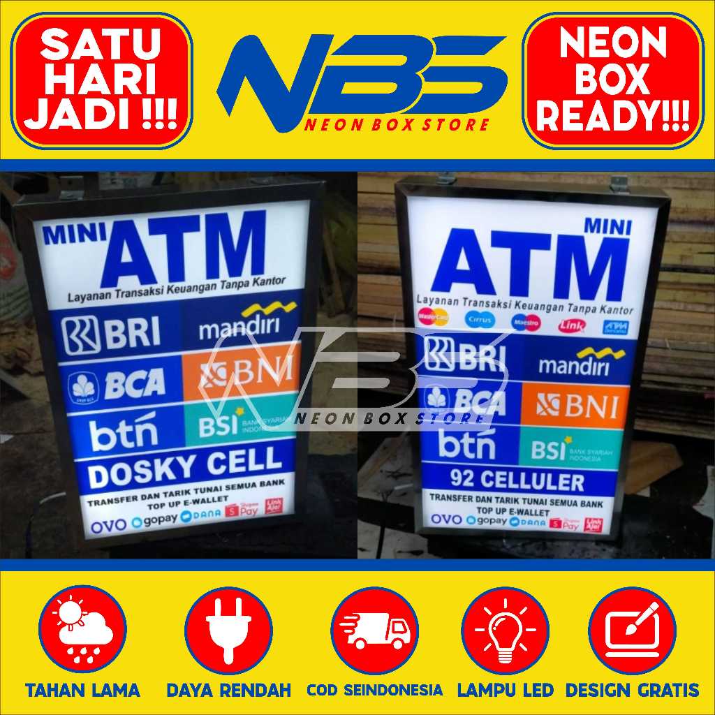 NEON BOX MINI ATM CUSTOM | BAHAN AKRILIK | SATU HARI JADI