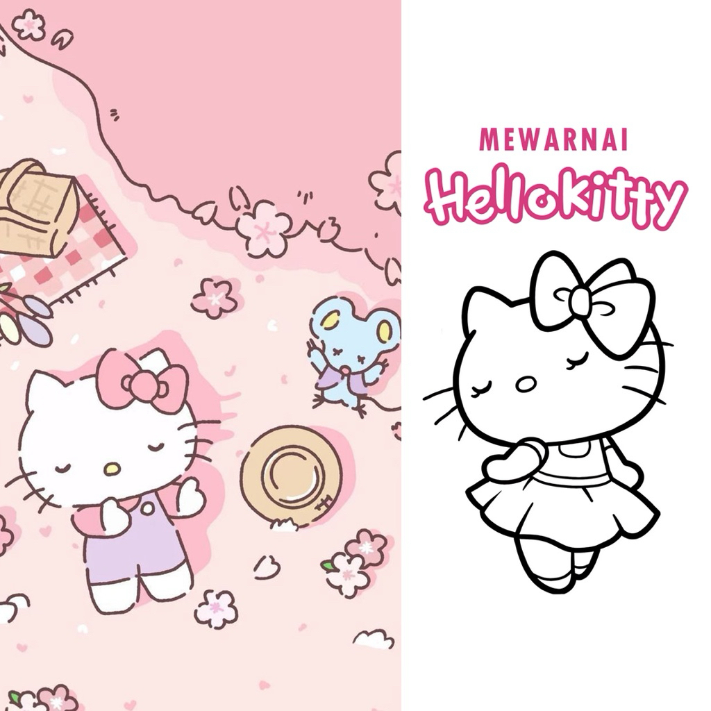 

15 Lembar A5 | Kertas Mewarnai tema HELLO KITTY | 15 Kertas gambar berbeda