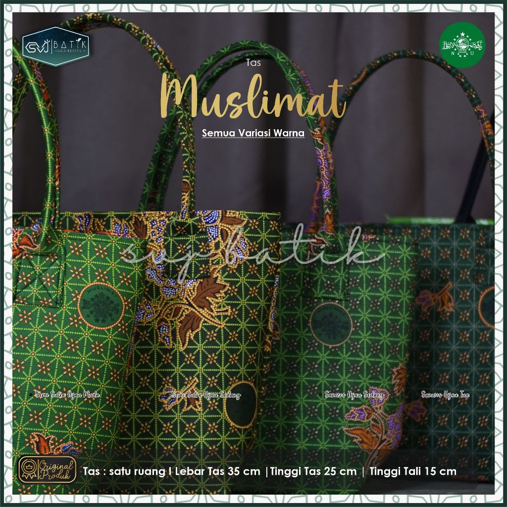 GLAMOURE - Aksesoris Muslimat NU kipas lipat tangan set tas tote bag terbaru 2025 svj batik solo