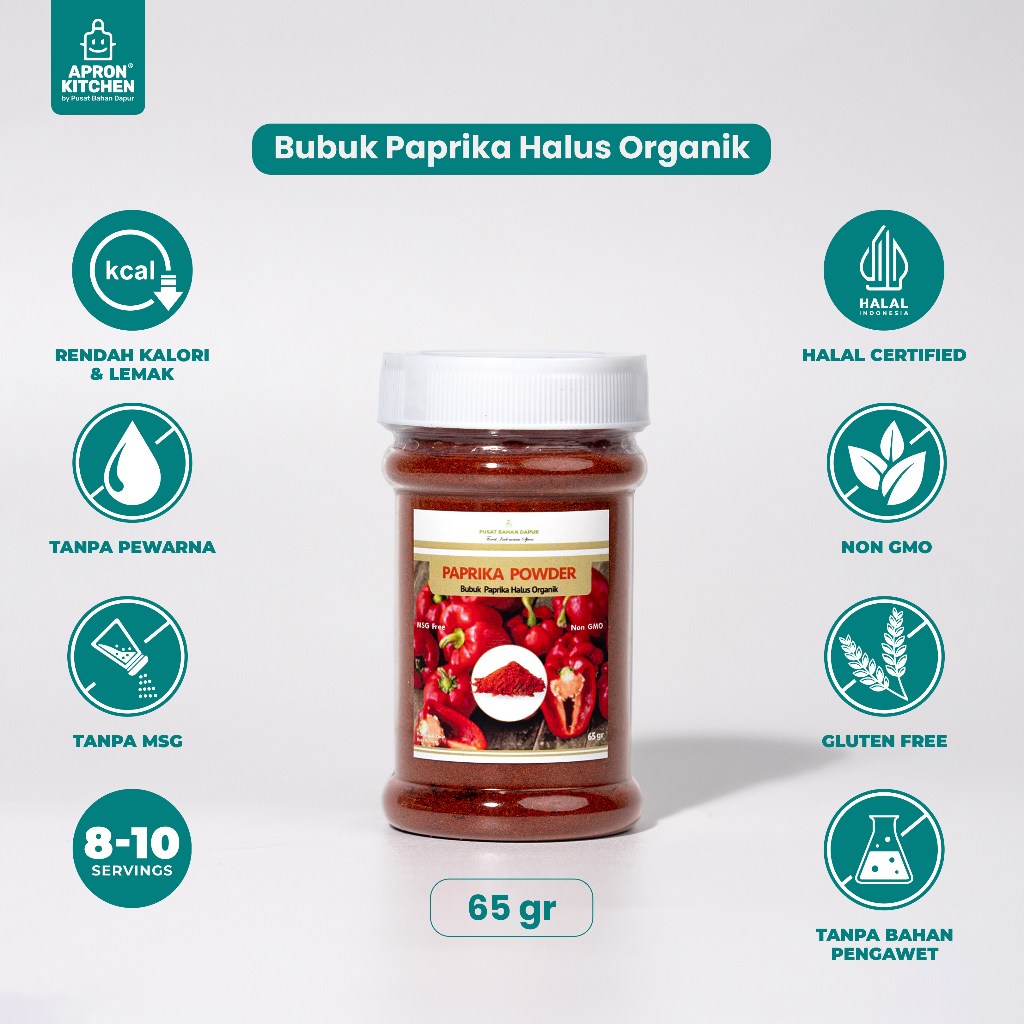 

Apron Kitchen Bumbu Paprika Powder 65gr (Bubuk Paprika Halus asli 65gr
