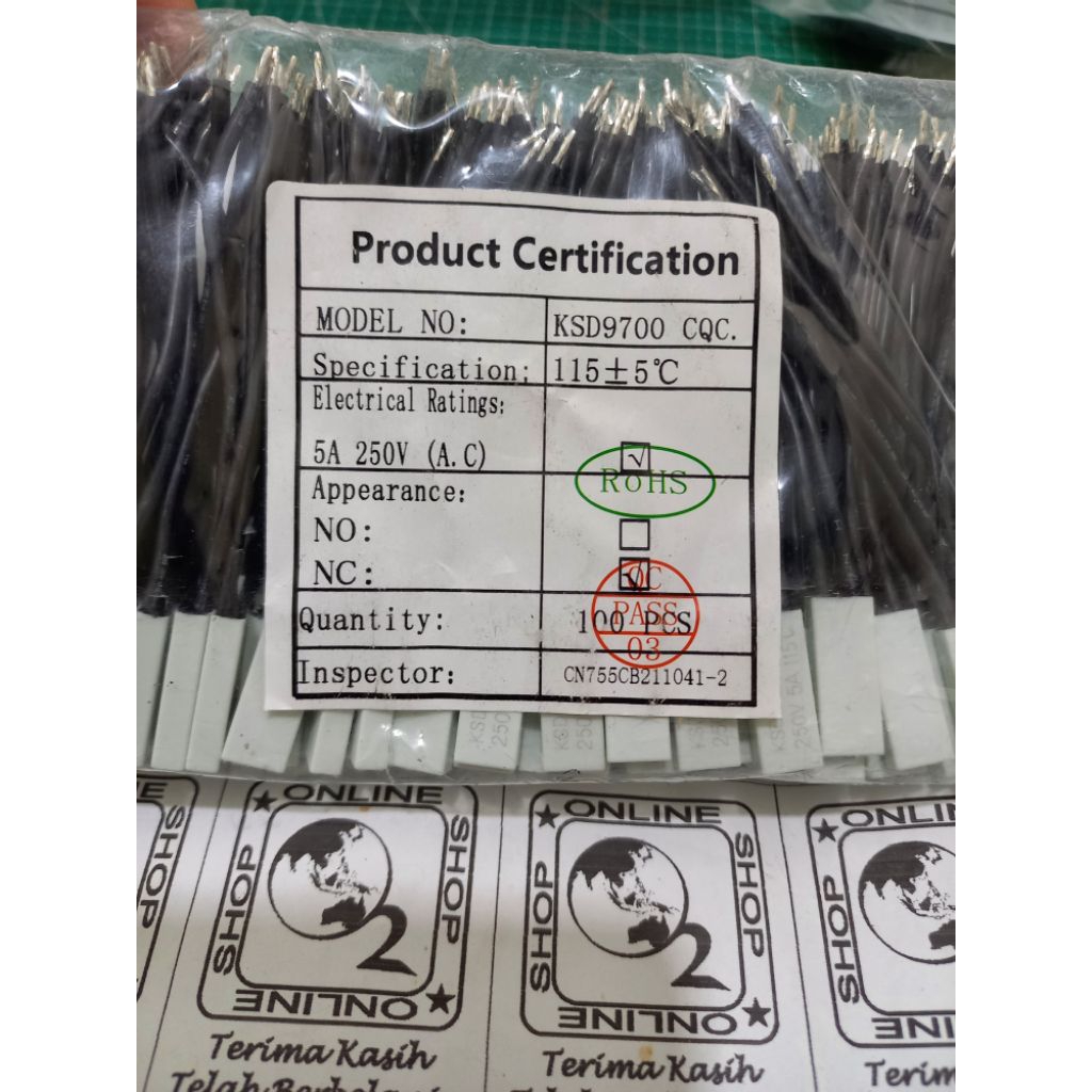 KSD9700 Thermostat bimetal NC 115°C 5A bahan keramik thermostat setrika magicom blender dinamo ketel