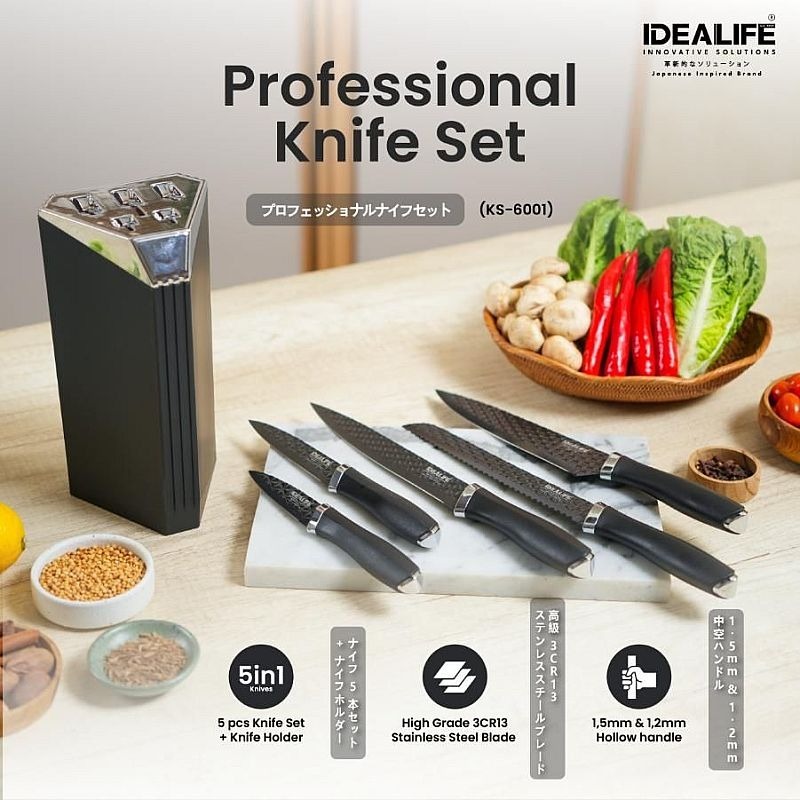 IDEALIFE - Professional Knife Set - Perlengkapan Pisau Dapur - KS-6001