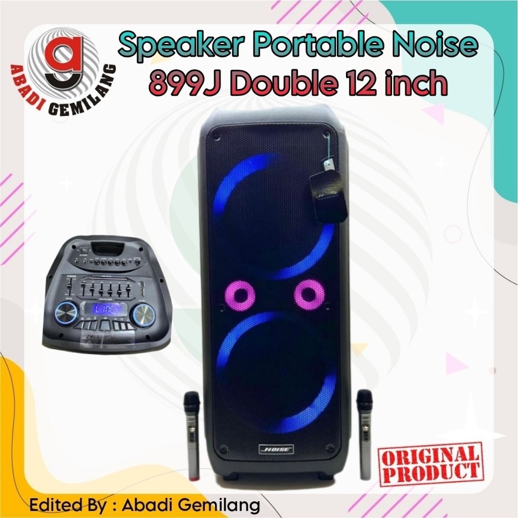 Speaker Portable NOISE 899J Double 12 inch Free Mic/Speaker NOISE 899J 12x2 ORI