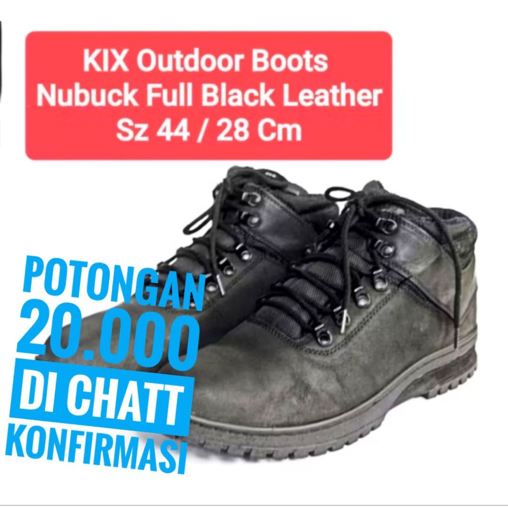 KIX Outdoor Boots Nubuck Full Black. sepatu second branded original