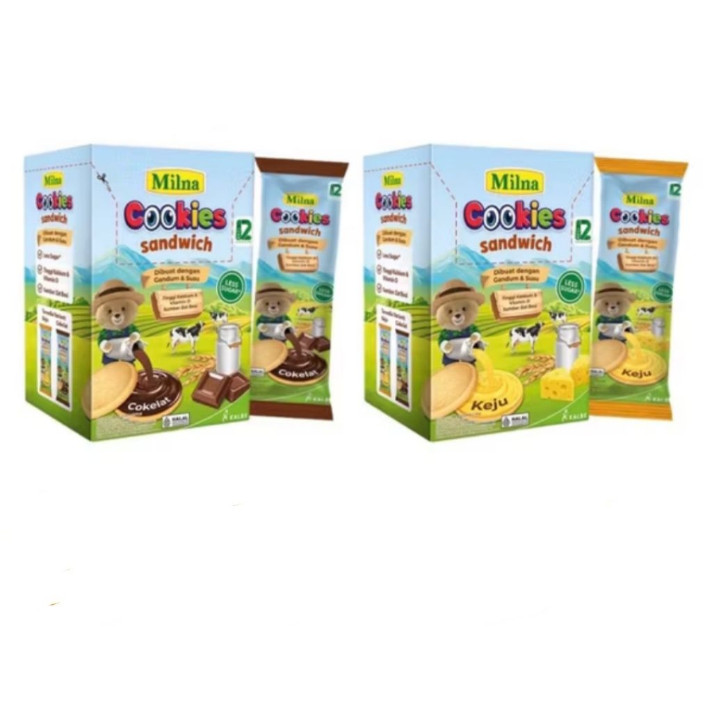 MILNA COOKIES SANDWICH KEJU DAN COKLAT | BISKUIT BAYI BOX