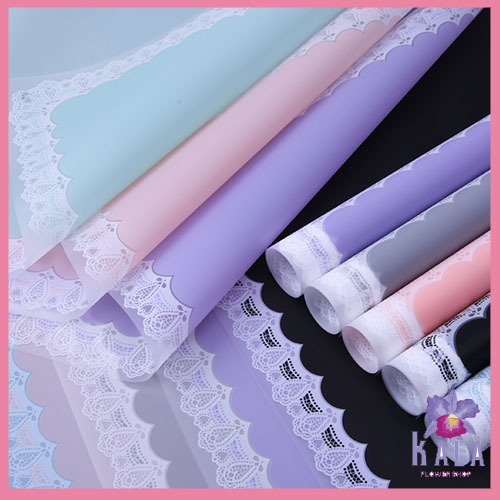 

20 Lembar Kertas Buket Bunga Motif Renda Lace Border Cellophane Flower Wrapping Paper KB6175