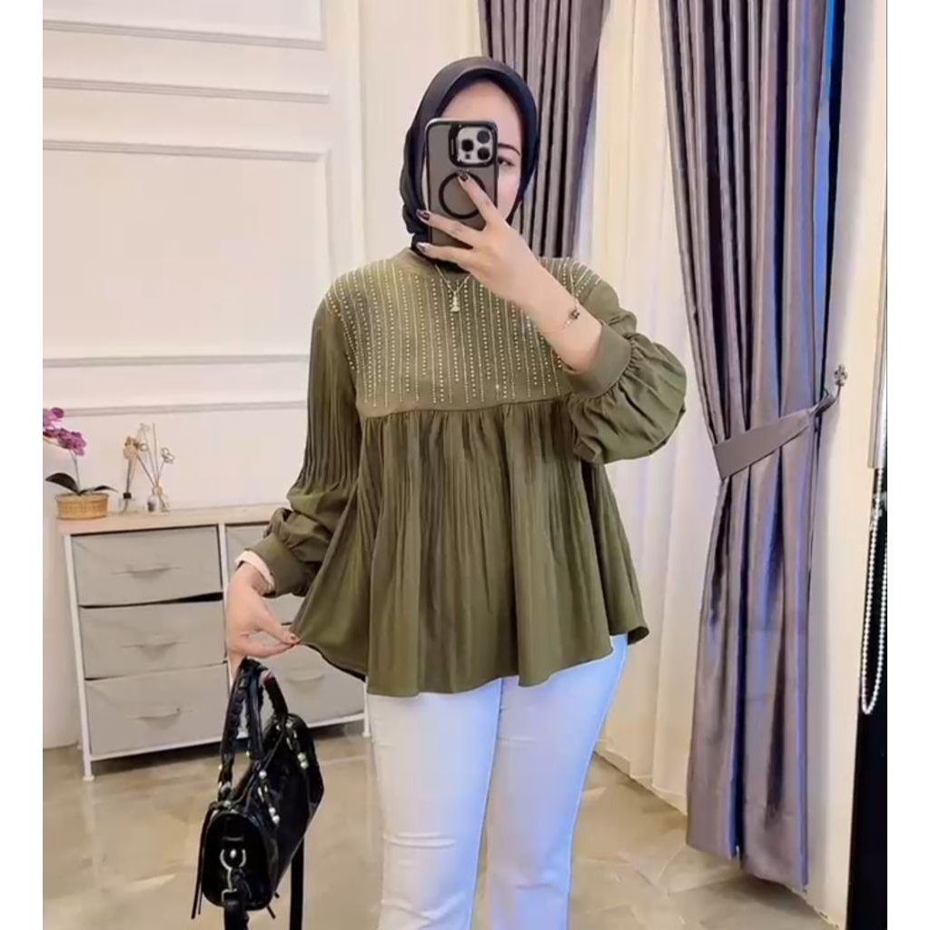 atasan plisket kaos knit rajut import mute