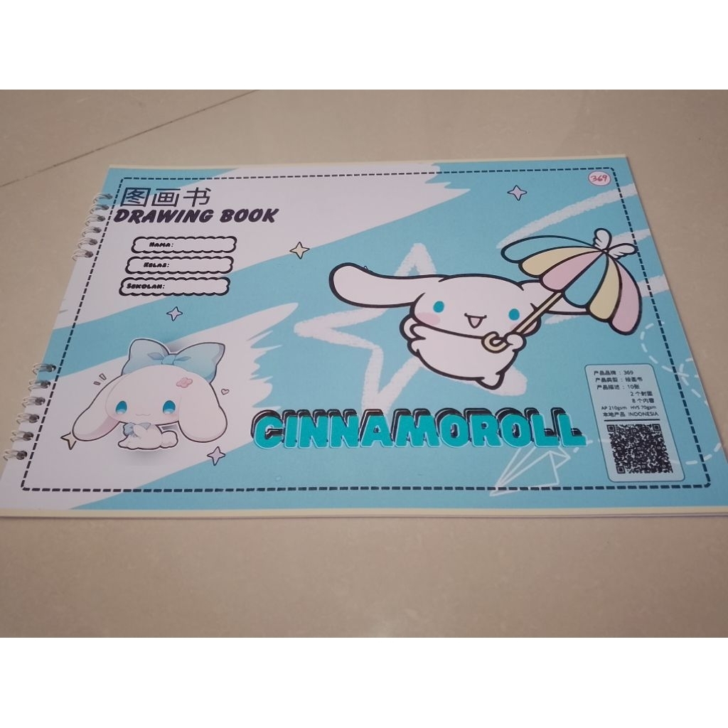 

369 - Buku Gambar / Drawing Book A4 - Besar - Jilid Spiral - 25 Lembar - Karakter Cinnamorol