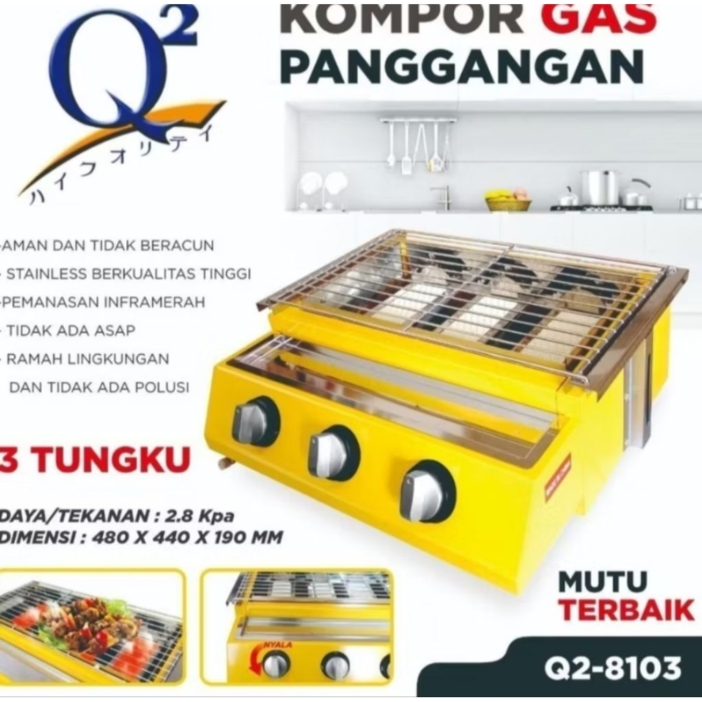 Kompor Panggangan 3 tungku kompor panggangan serbaguna