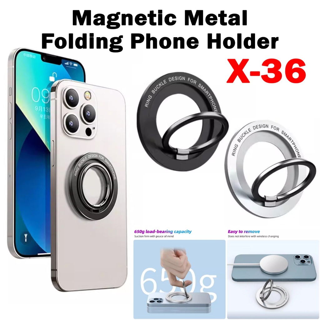 Ring Holder HP Magnetic Stand Holder HP Magnetic Bahan Metal Folding Phone Holder X-36