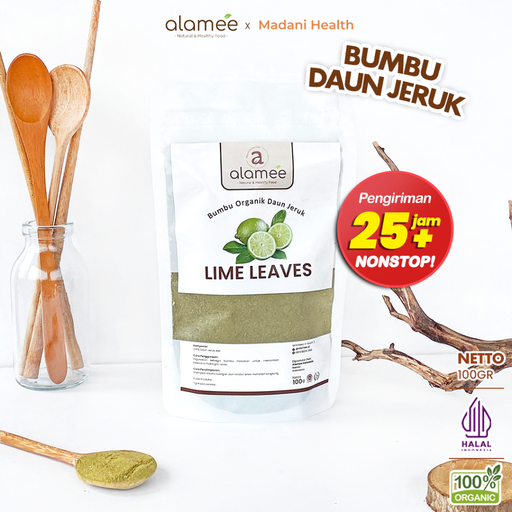 

ALAMEE Daun Jeruk Bubuk Lime Powder Bumbu Dapur Instan Organik Murni Asli Tanpa Campuran 100g