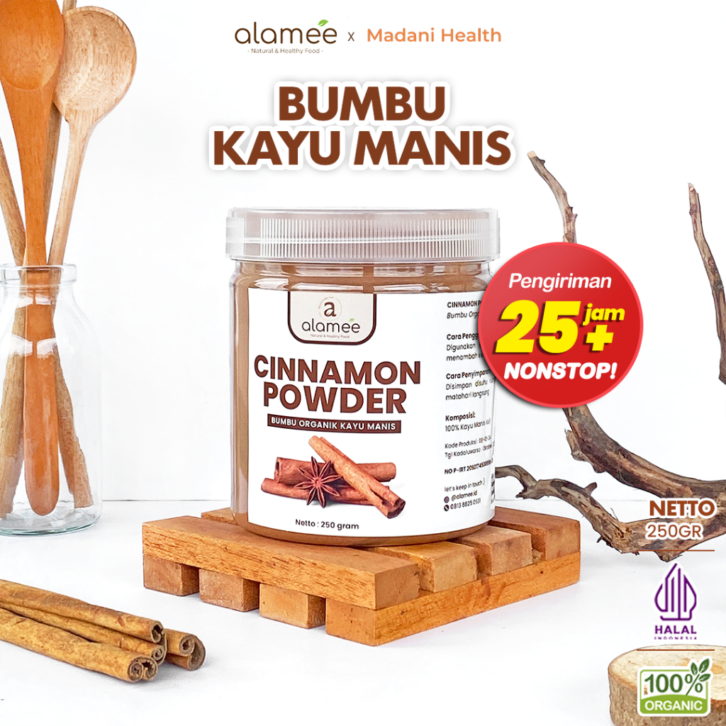 

ALAMEE Kayu Manis Bubuk Cinnamon Seasoning Powder kayumanis Murni Tanpa Campuran Bumbu Organik 250g