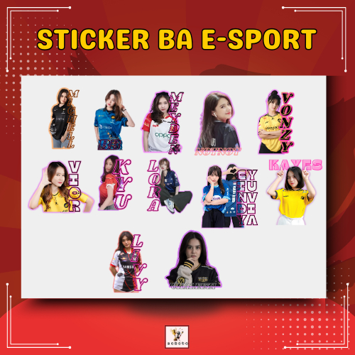 

[Isi 28 Pcs] Stiker Foto Dan Nama Brand Ambassador E-Sport Ukuran 7 x 7