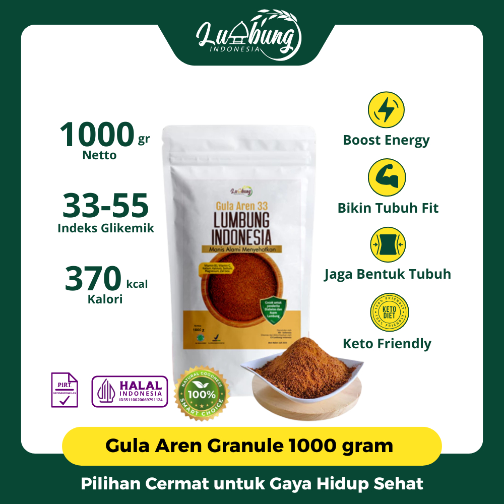 

Lumbung Indonesia Gula Aren 33 Bubuk Semut 1kg - Organik Granule Gaya Hidup Sehat