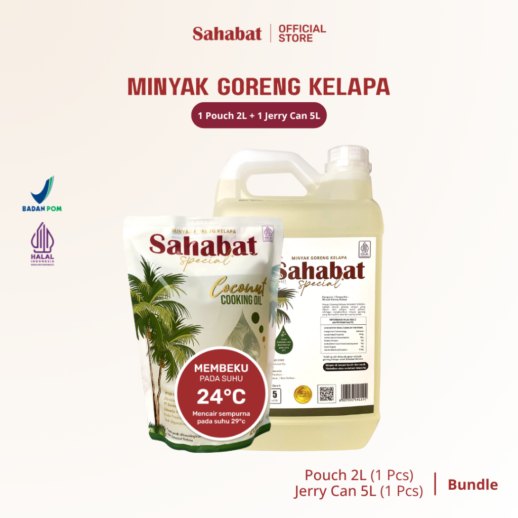 

[PAKET BUNDLE] Sahabat Special Minyak Goreng Kelapa 5L Jerigen + Sahabat Special Minyak Goreng Kelapa 2L Pouch