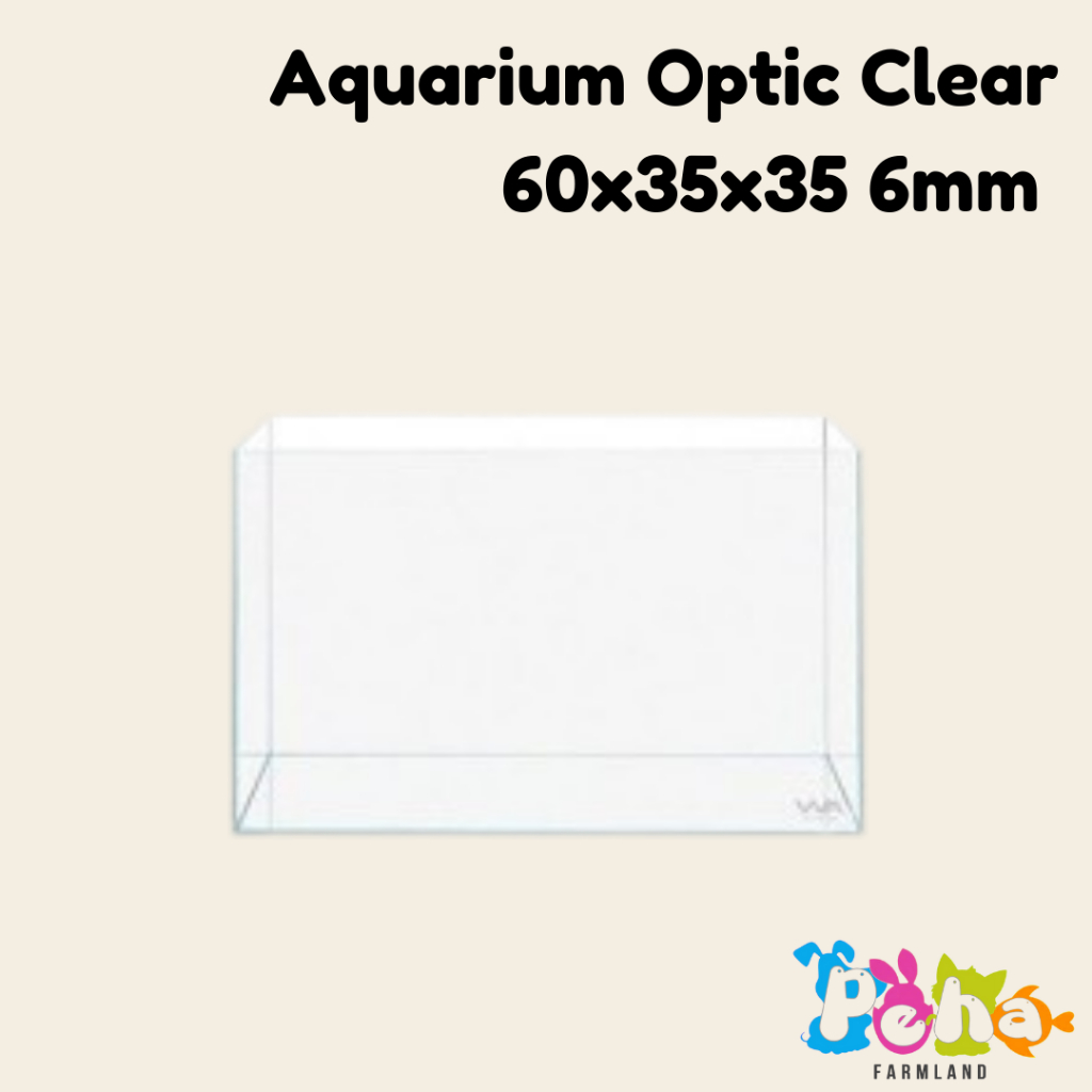 Aquarium Optic Clear 60 cm Vivaria Akuarium Kaca Bening 60x35x35 6mm Aquarium OC +PACKING KAYU