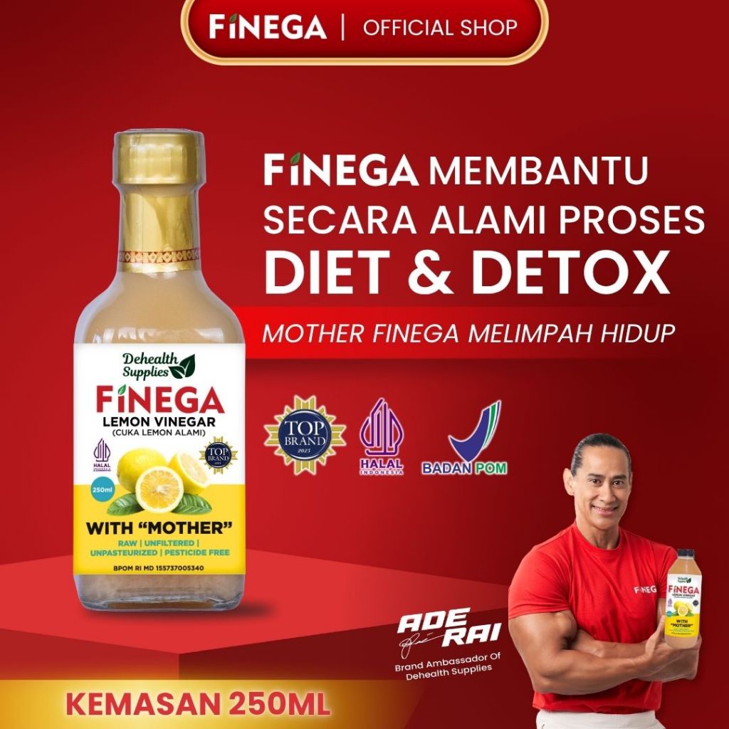 

Dehealth Supplies FINEGA CUKA LEMON 250ml (Botol Kaca)