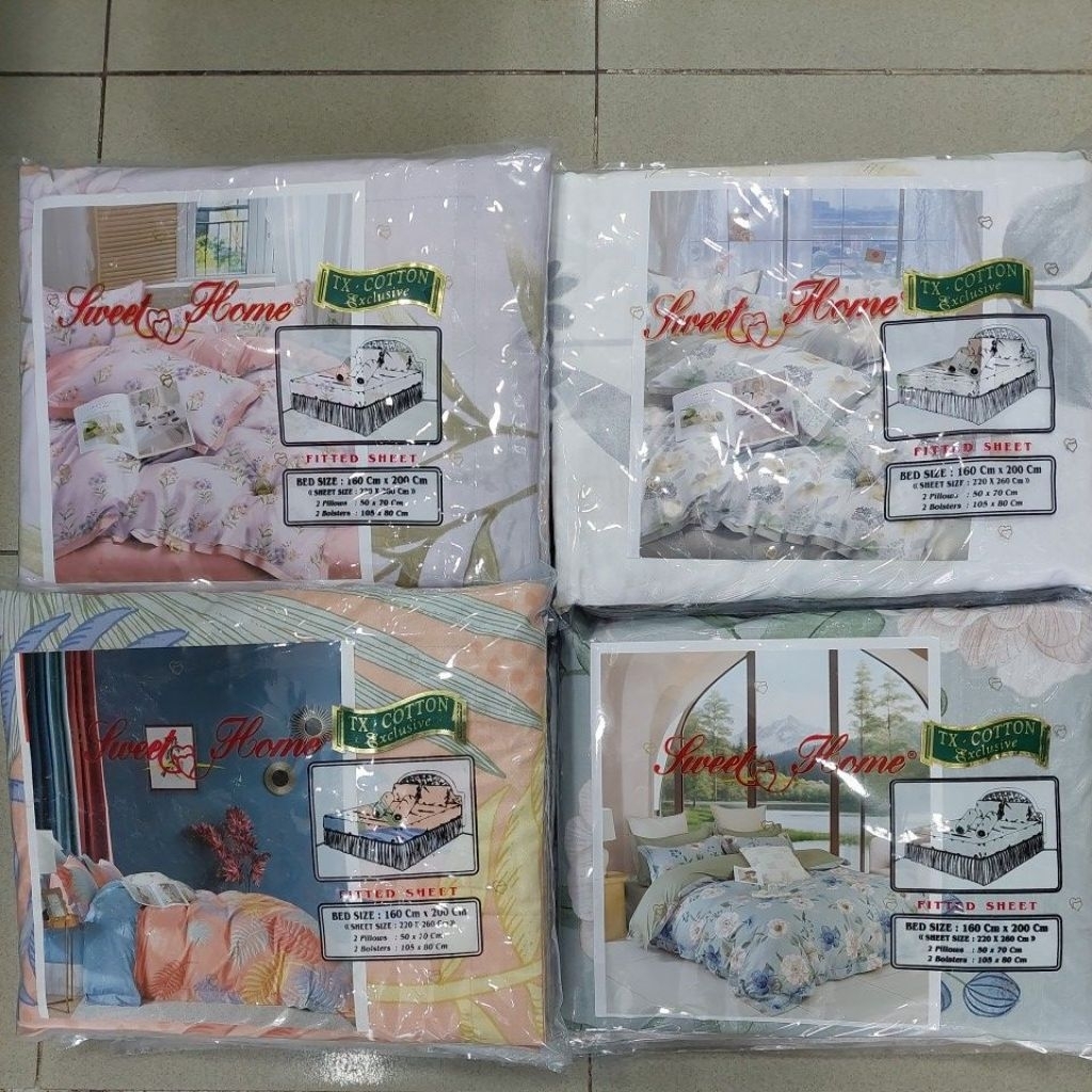 Sweet Home Sprai Karet Bahan TX ukuran 160x200x35cm Motif A