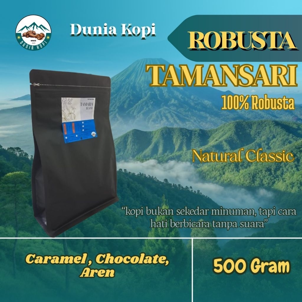 

ROBUSTA TAMANSARI Roast Bean GRADE 2 PREMIUM 80% Petik merah Varian low 500gr Rasa kuat & Hemat