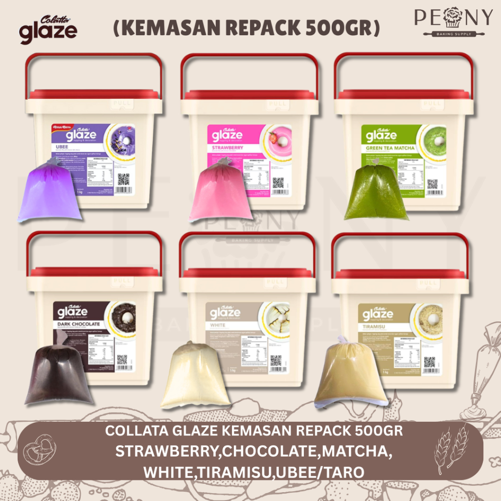 

(500 GR) COLATTA GLAZE TARO, WHITE, STRAWBERRY, TIRAMISU, COKLAT, MATCHA KEMASAN ECER