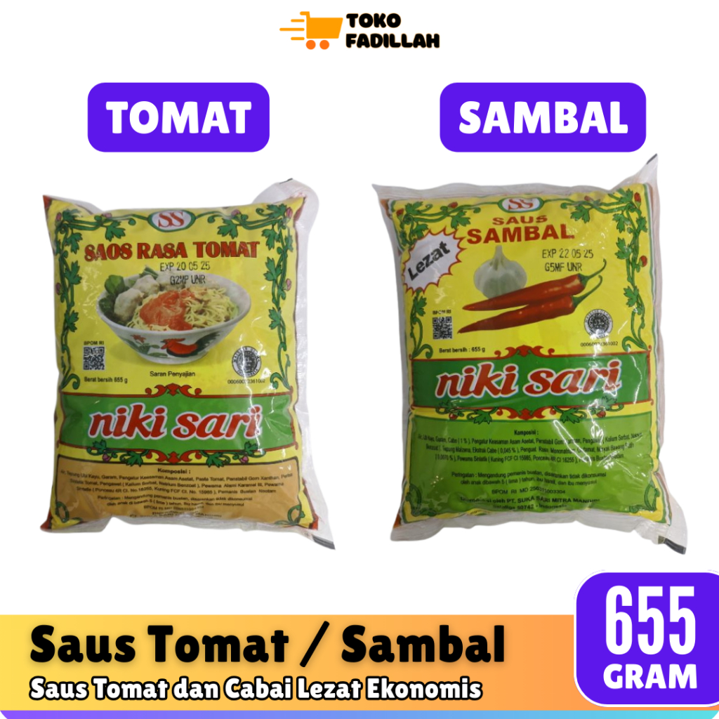 

Saus Tomat & Saus Cabai Sambal Niki Sari 655 gr