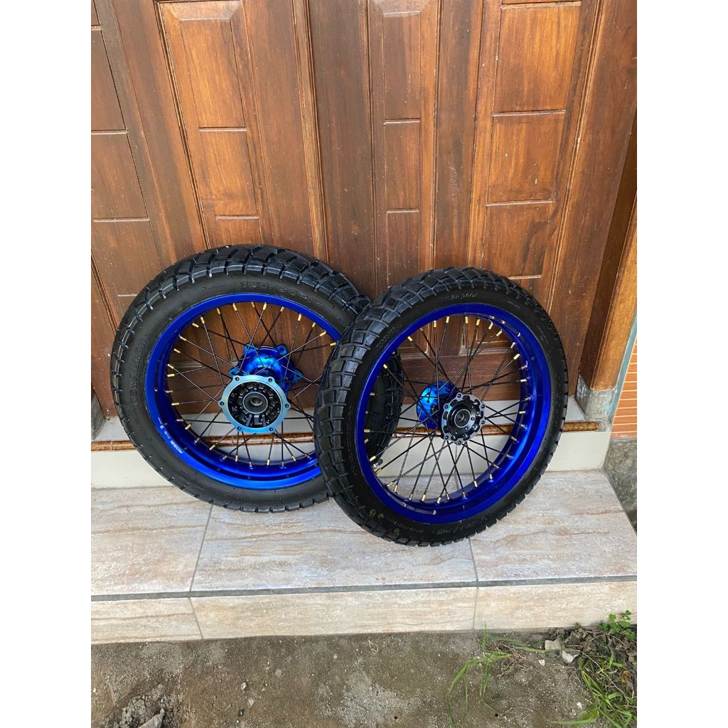Paket Velg Supermoto WR Ukur 250/300 dan 300/350 Ban Dual Purpose Baru Wheelset SUMO WR155 Ring 17