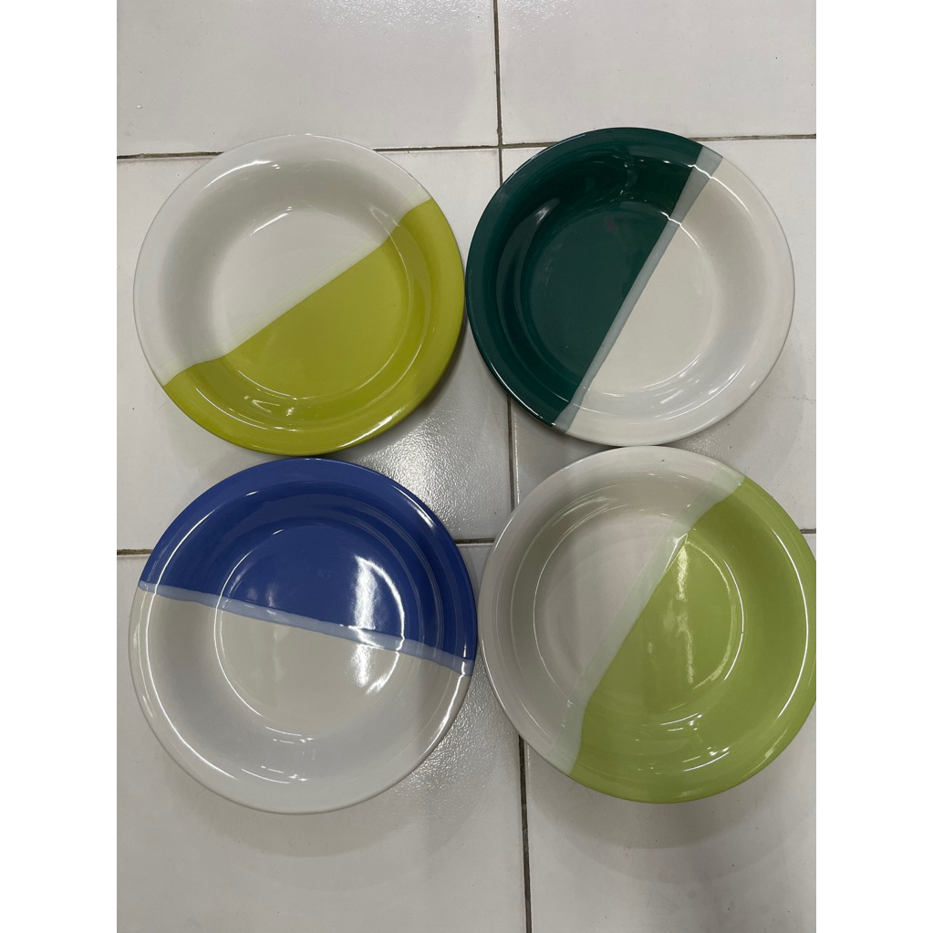 piring keramik 2 warna - piring keramik cantik - piring keramik