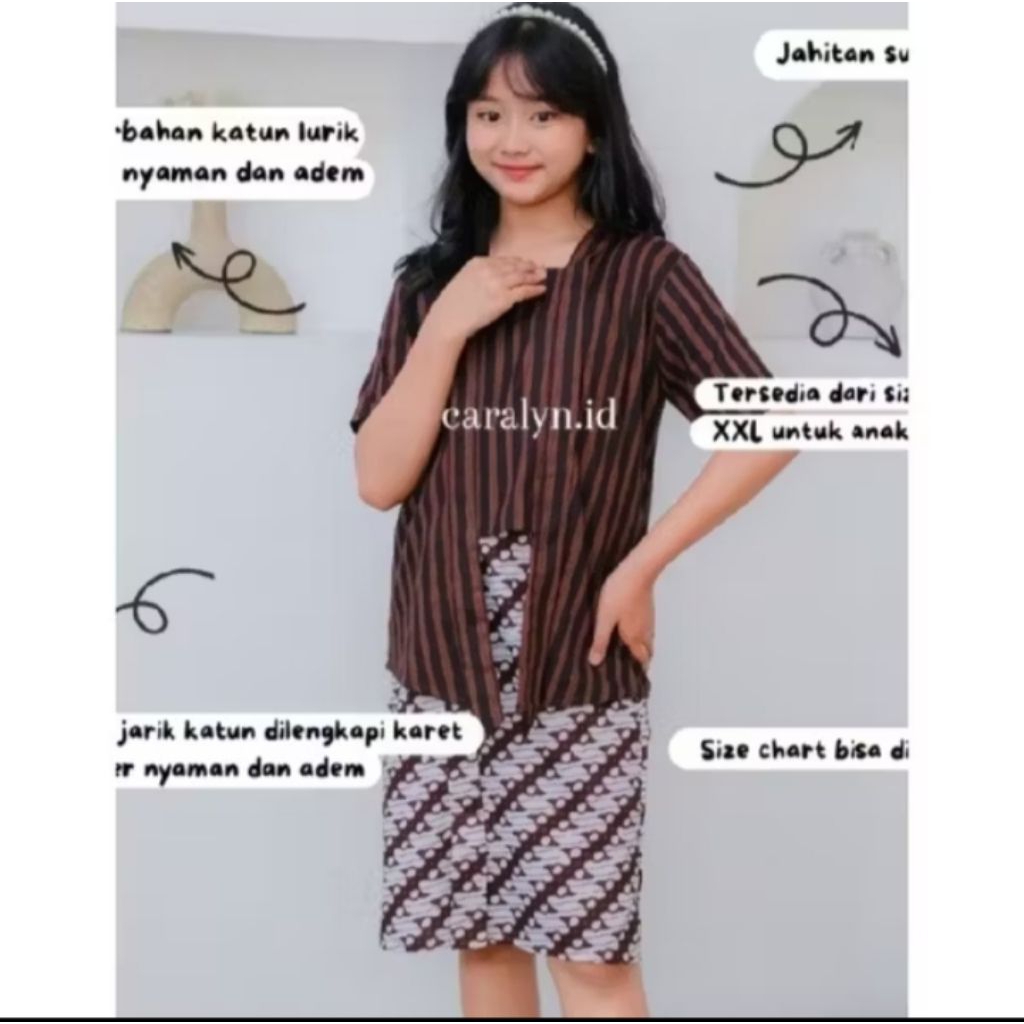 KEBAYA KUTUBARU LURIK ANAK LENGAN PENDEK