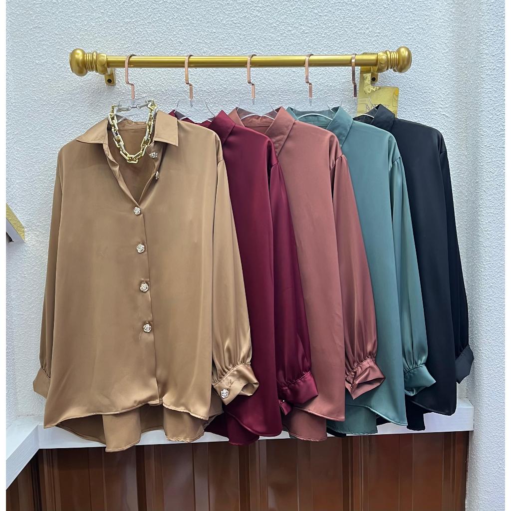 KEMEJA BASIC OVERSIZE WANITA BALLEN SILK LD 120 BLOUSE JUMBO WANITA