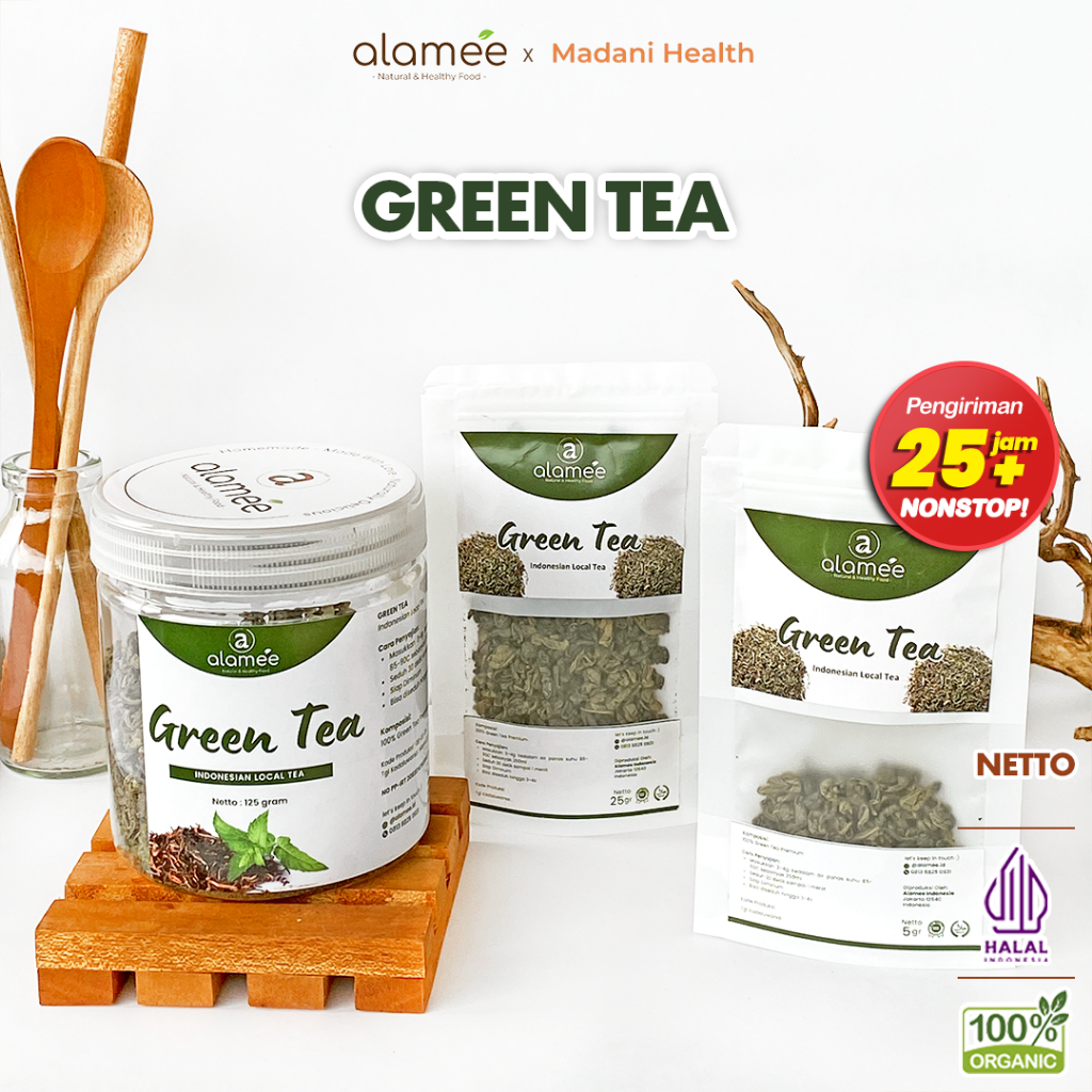 

ALAMEE Teh Hijau Green Tea Organic Kering Organik Greentea Minuman Herbal Siap Seduh Minum