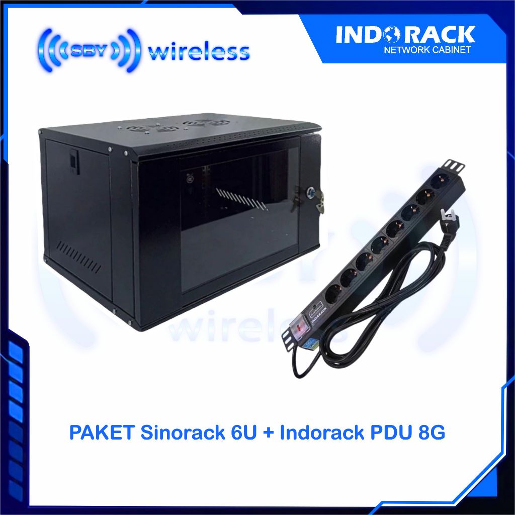 PAKET Sinorack 6U + Indorack PDU 8G