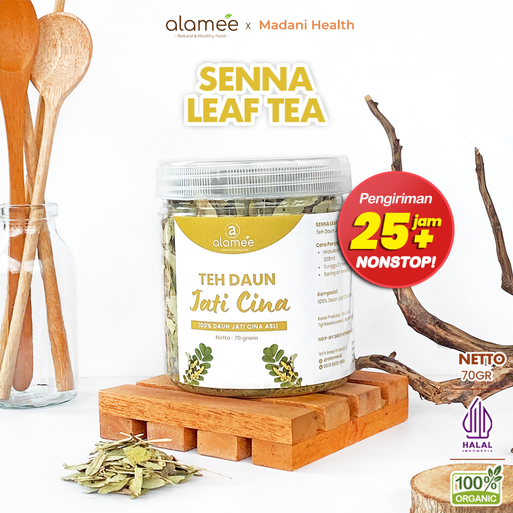 

ALAMEE Teh Daun Jati Cina Senna Leaf Tea Teh Herbal Alami Organik Organic Siap Seduh Minum 70gr