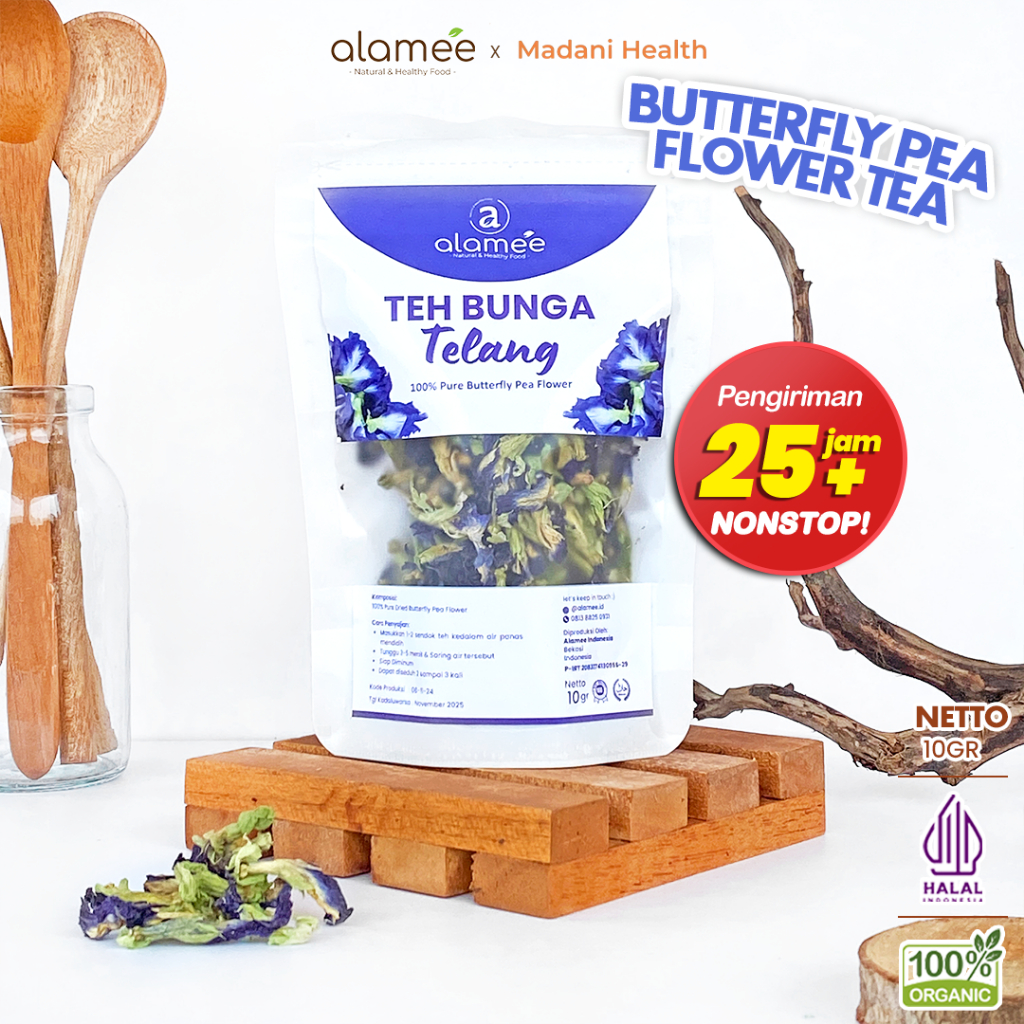 

ALAMEE Teh Bunga Telang Kering Butterfly Pea Tea Teh Herbal Organik Alami Siap Seduh Minum 10gr