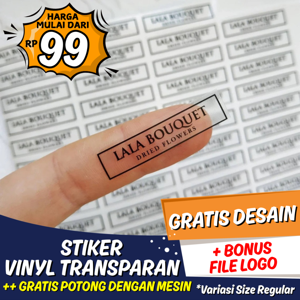 

Cetak Stiker Label Vinyl Transparan Custom Anti Air Sticker Bening Kemasan Logo Olshop Kiss Cut