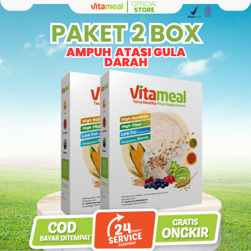 

[ GARANSI ] Vitameal Paket 2 Box Sereal Multigrain Ampuh Menstabilkan Gula Darah Tinggi Menangkal Diabetes Kolesterol asam Lambung Maag Sereal Paket 2 Box 200 Gram