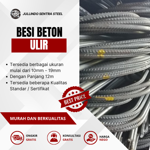 BESI BETON ULIR 10 SERTIFIKAT SNI 9.8mm x Panjang 12m