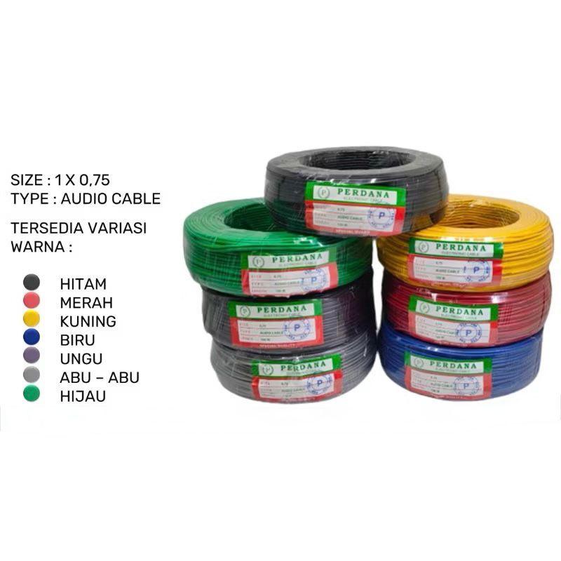 ORIGINAL KABEL AUDIO PERDANA 18AWG 0.75MM SEMUA WARNA KABEL SPEAKER AUDIO KABEL SERABUT PERDANA
