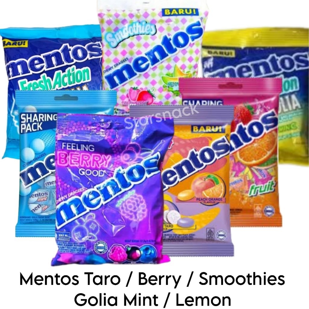 

Mentos smoothies Berry Golia mint fruit mango taro plastik pak
