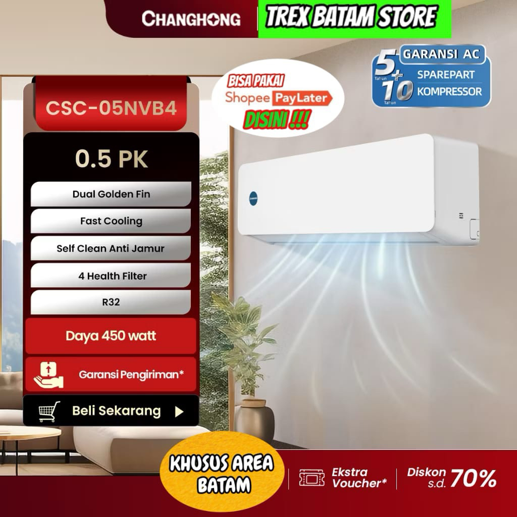 AC 1/2 PK 0.5 PK CHANG HONG CSC 05NVB4 GARANSI [ BATAM ]