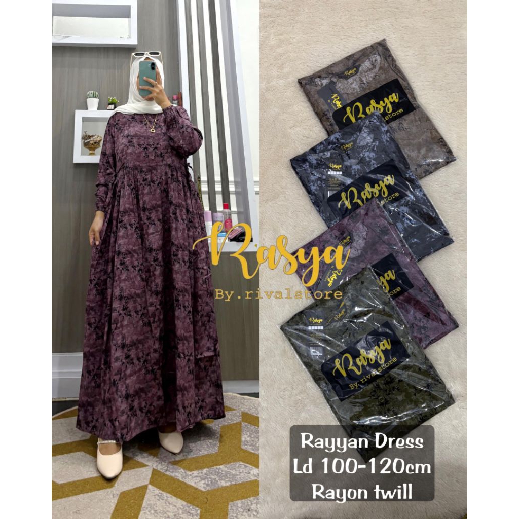 Midi dress RASYA Dress Ameena dress rayon kombinasi bunga