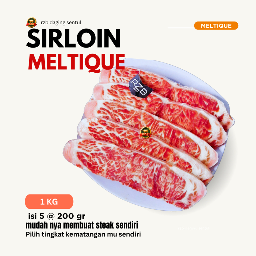 

[RZB] DAGING SIRLOIN MELTIQUE WAGYU PRIME CUT 1 Kg ISI 5@200gr