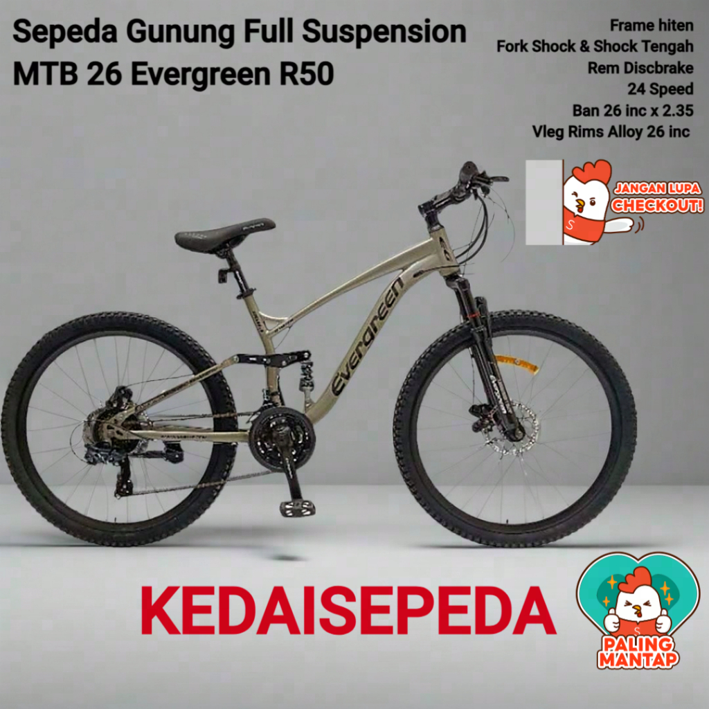 [Instant Courier] Sepeda MTB 26 27.5 Evergreen R50 R55 Full Suspension