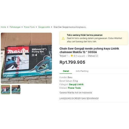 

ChainSaw Gergaji PEMOTONG potong kayu Listrik saw Makita 12 " 3030A 12