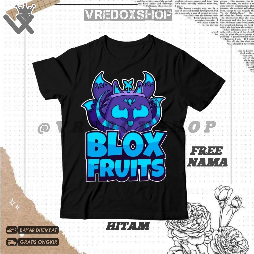 (Free Nama) Kaos Atasan Anak Motif Kitsune Fruit Blox Fruits Roblox / Baju Roblox Blox Fruit Kitsune