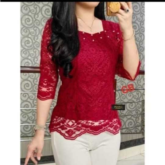 Kebaya Brokat Premium Model Tangan Lurus Terbaru Kebaya Brokat Formal Atasan Kebaya