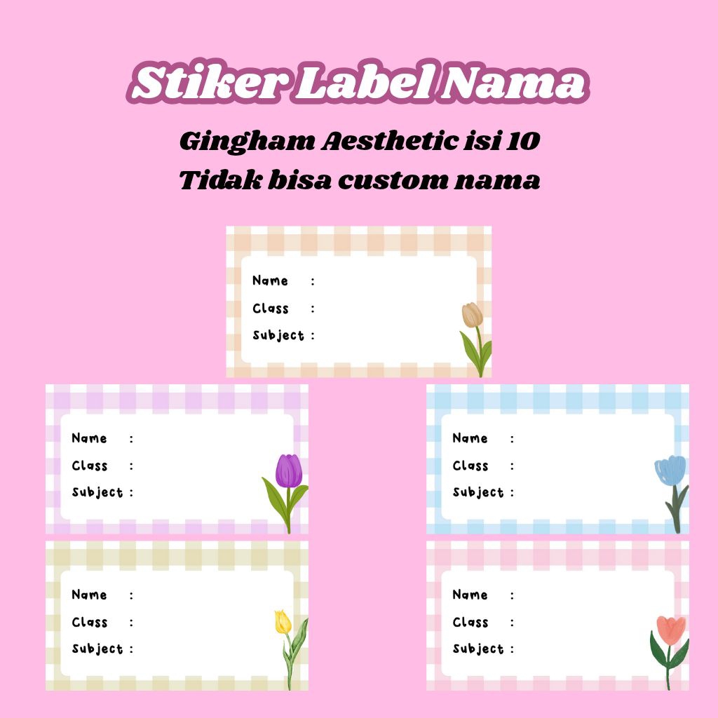 

♡ (isi 15) Stiker Label Nama Buku Tulis Tema Gingham Aesthetic ♡ MINIMAL BELANJA 10RB - TIDAK BISA CUSTOM NAMA