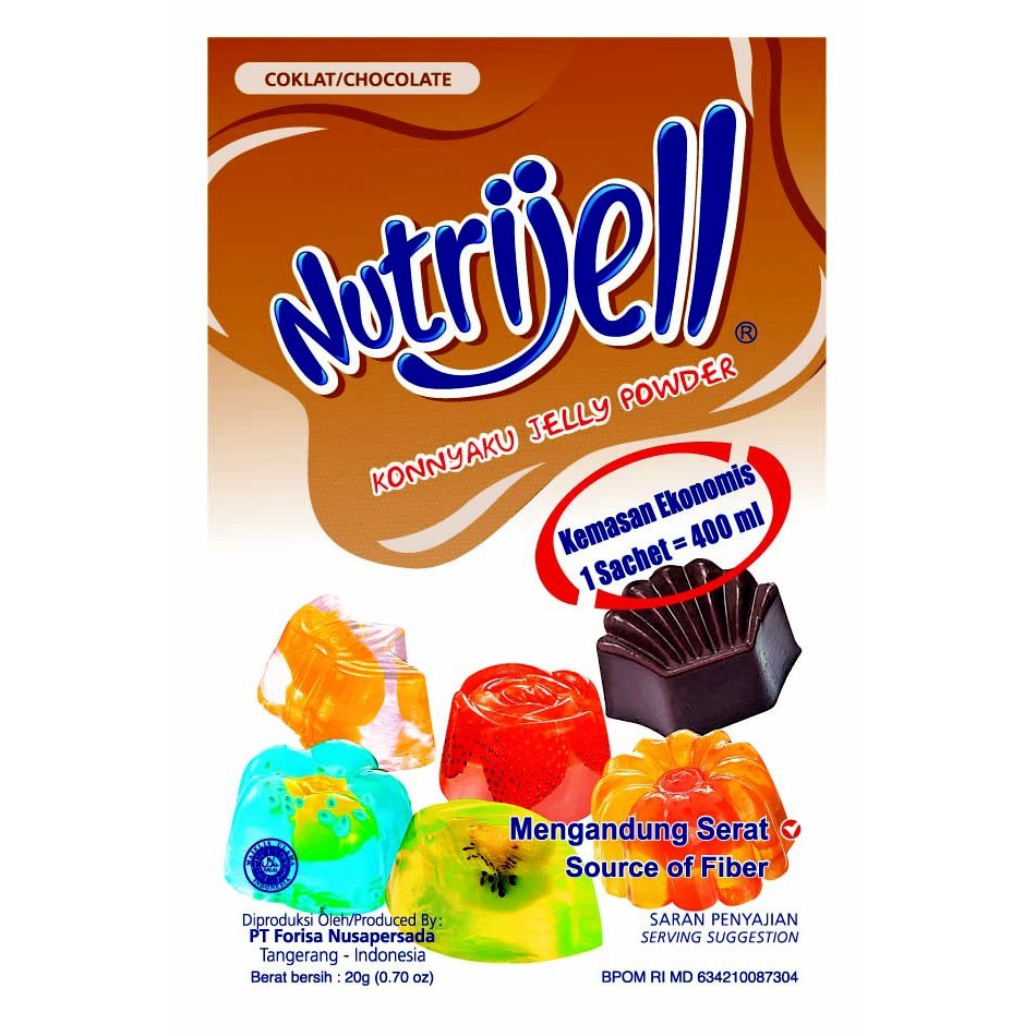 

Nutrijell Ekonomis Coklat Chocolate Flavour Jelly Powder 20g (1sachet = 400ml) exp aman